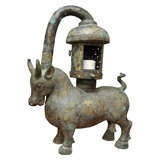 A Large Chinese Bronze and Gold Inlayed  Lantern