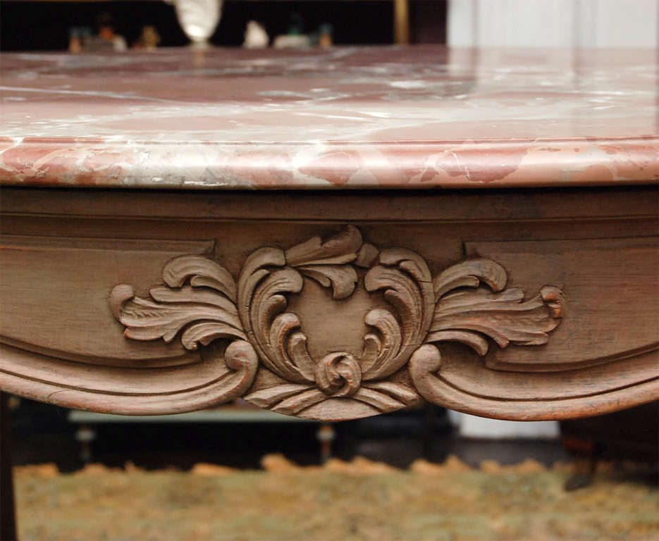 Painted Marble Topped Louis  XV Style Table For Sale