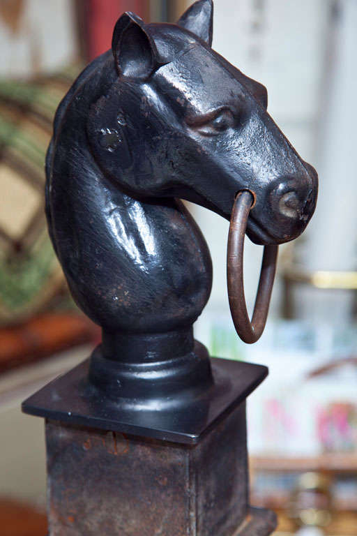 vintage cast iron horse head hitching post