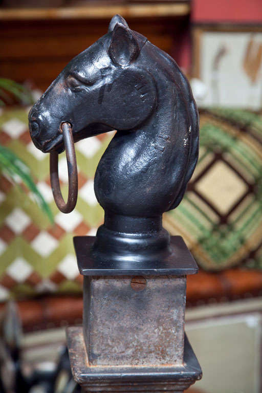 19th Century Victorian Era Cast Iron Horse Head Hitching Post