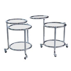 Single Chrome Rolling Swivel Side Table Attributed to Gilbert Rohde