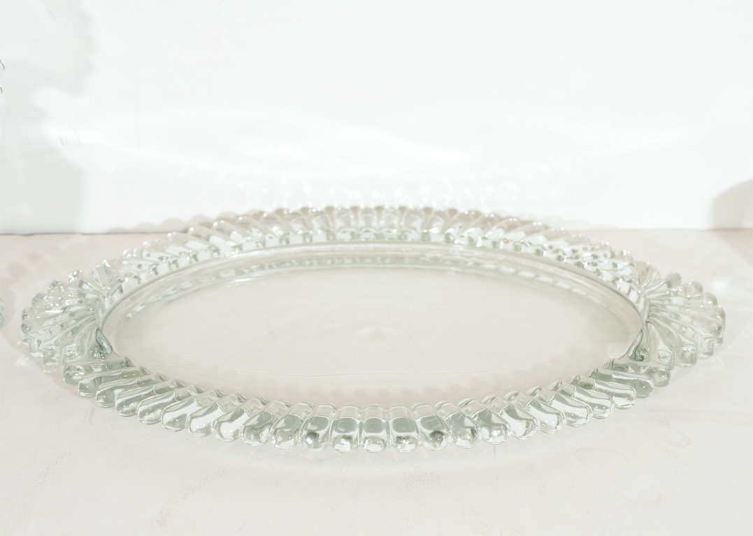 Vintage Peacock Style Depression Glass vanity Set In Excellent Condition In New York, NY