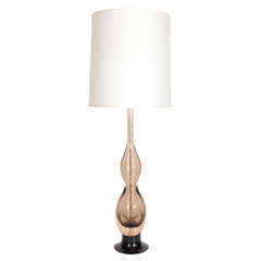 Smoked Murano Glass Lamp with Modernist Hourglass Form