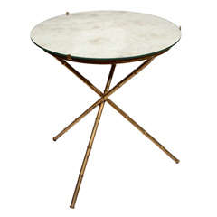 Gilt Bamboo Side Table with Antique Mirrored Top