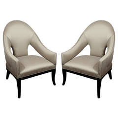 Pair of Modernist Arm Chairs with Spoon Back Design