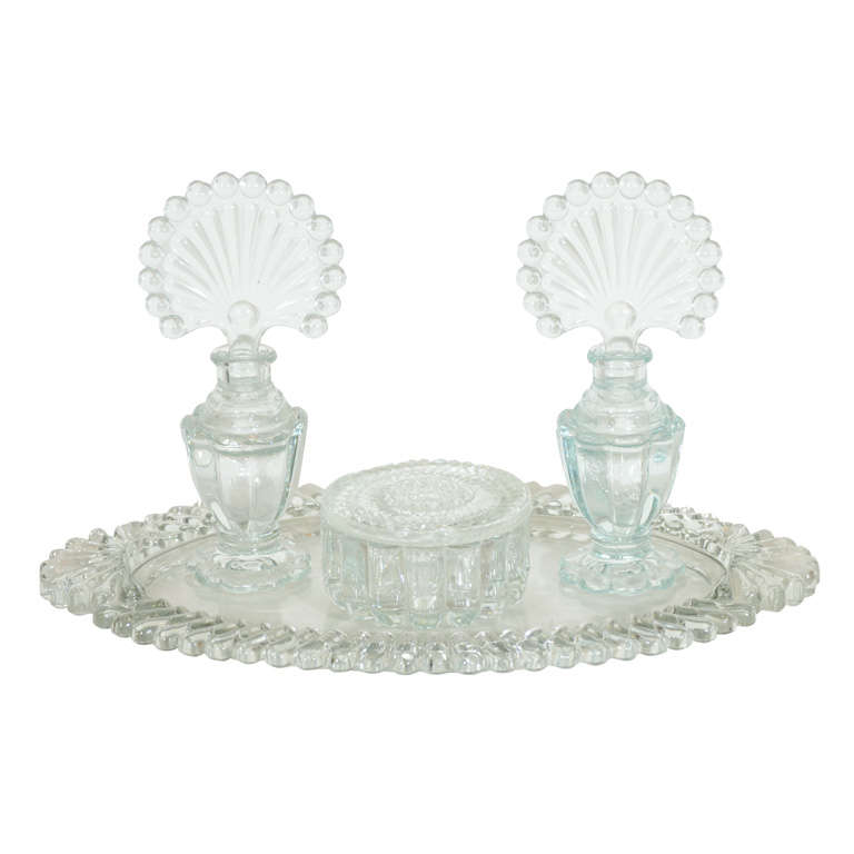 Vintage Peacock Style Depression Glass vanity Set at 1stDibs vintage