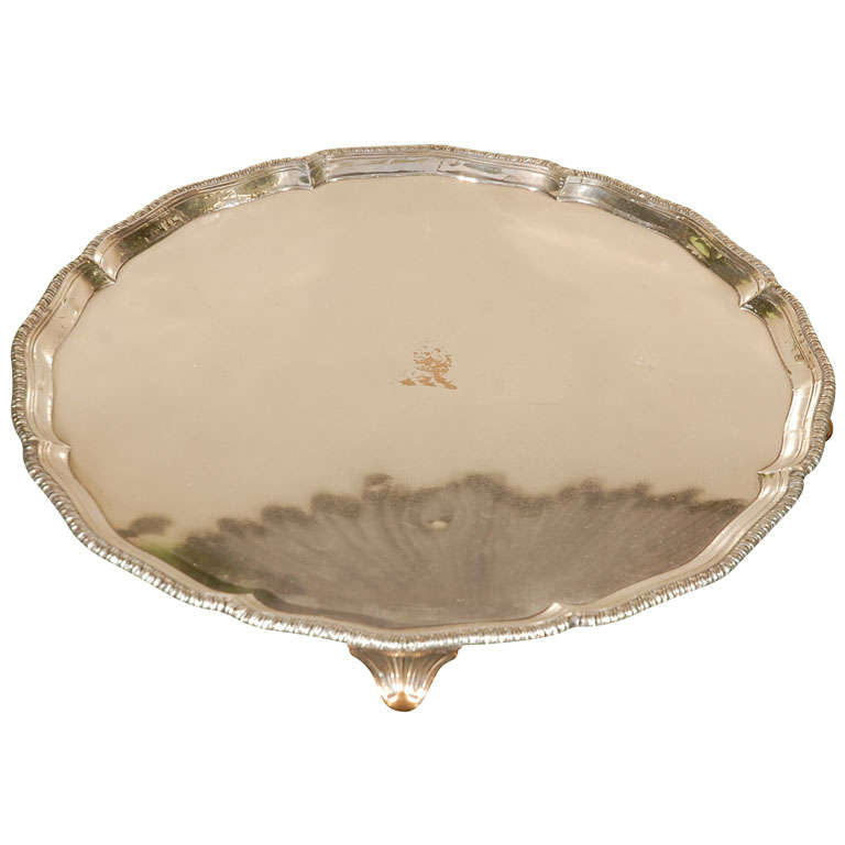 Sheffield Plate Waiter's Tray with Armorial