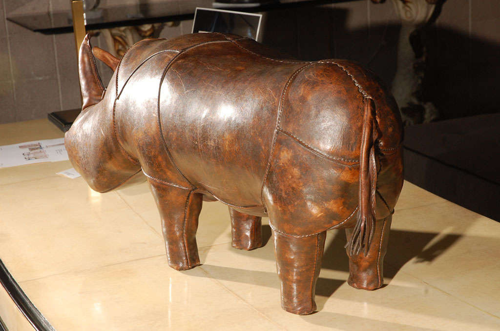 Omersa Leather Rhino Sculpture by Abercrombie & Fitch. For Sale 1