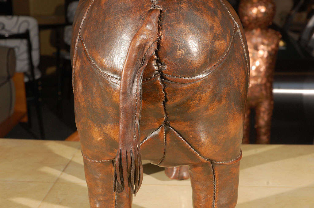 Omersa Leather Rhino Sculpture by Abercrombie & Fitch. For Sale 3