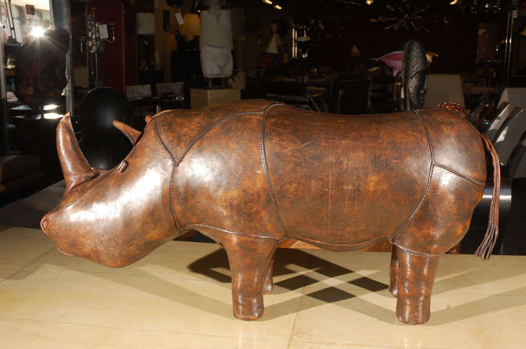 Omersa Leather Rhino Sculpture by Abercrombie & Fitch. For Sale 4