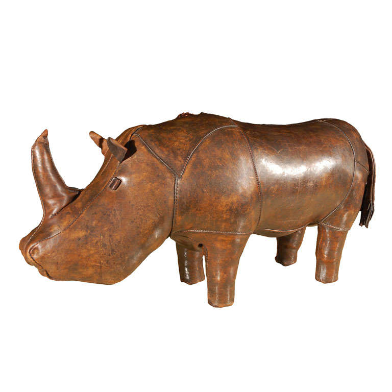 Omersa Leather Rhino Sculpture by Abercrombie & Fitch. For Sale