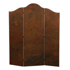 French Leather Screen Hand painted