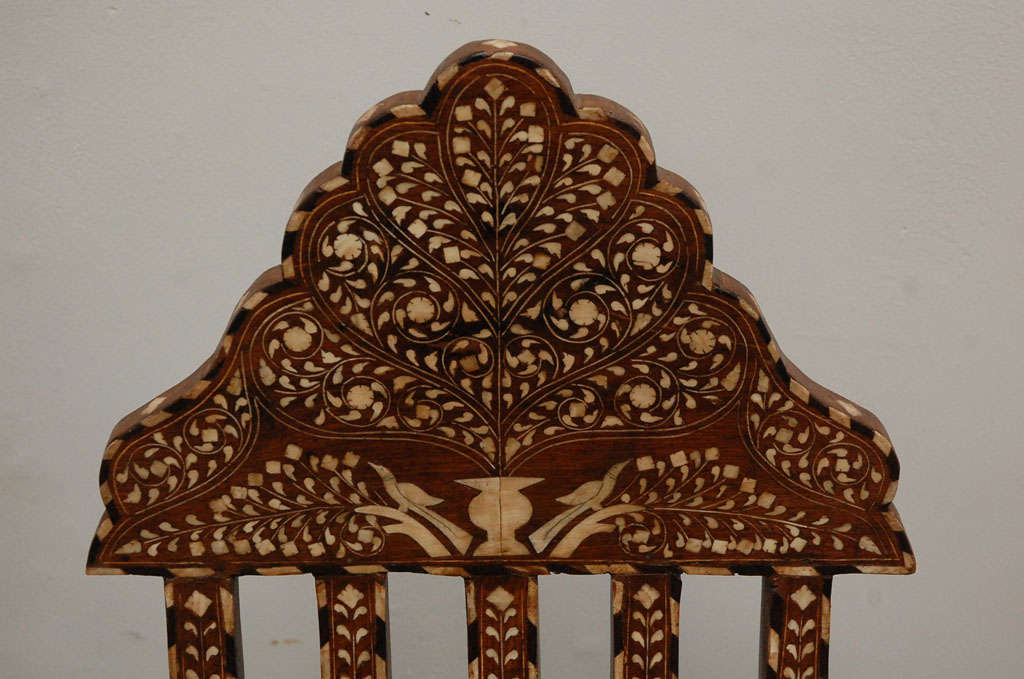Anglo Raj Pair of Anglo Syrian Bone Inlay Folding Chairs