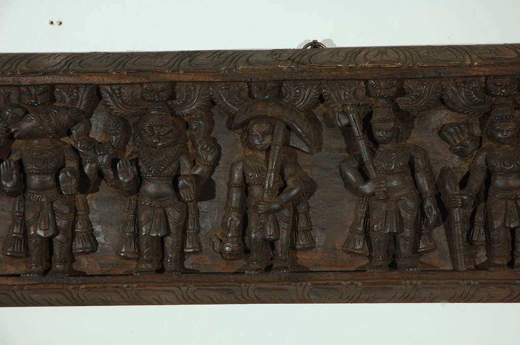 Indian Hindu Carved wood Panel