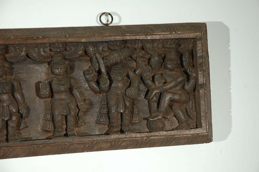 Hindu Carved wood Panel In Good Condition In North Hollywood, CA