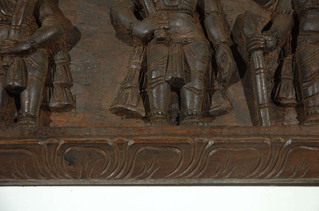 19th Century Hindu Carved wood Panel