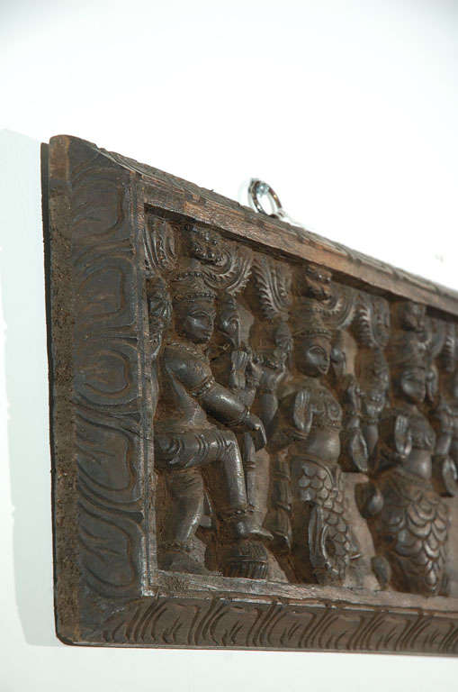 Wood Hindu Carved wood Panel