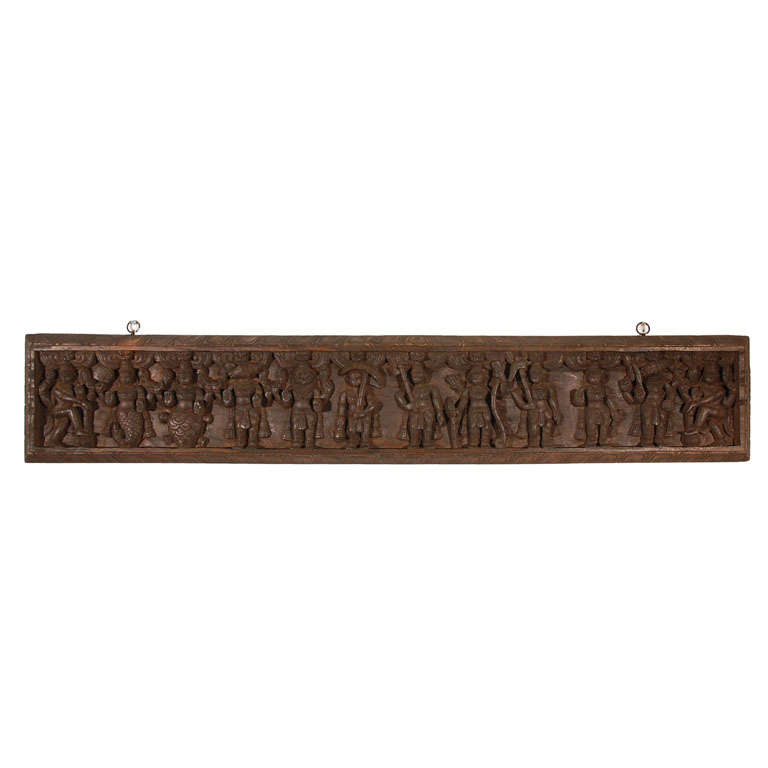 Hindu Carved wood Panel