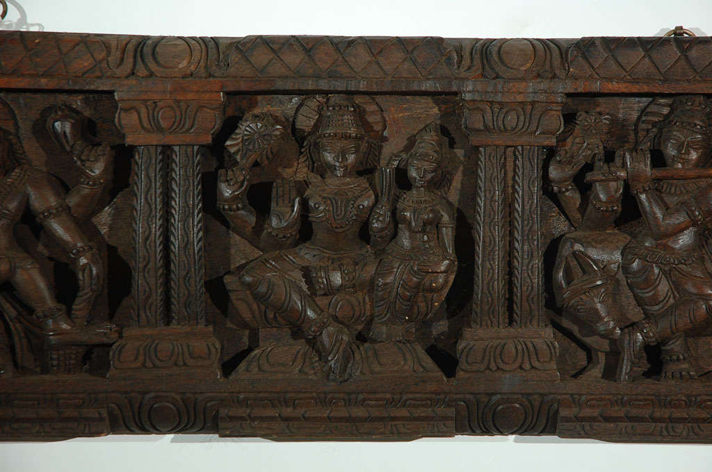 South Indian Carved Architectural Panel In Good Condition In North Hollywood, CA