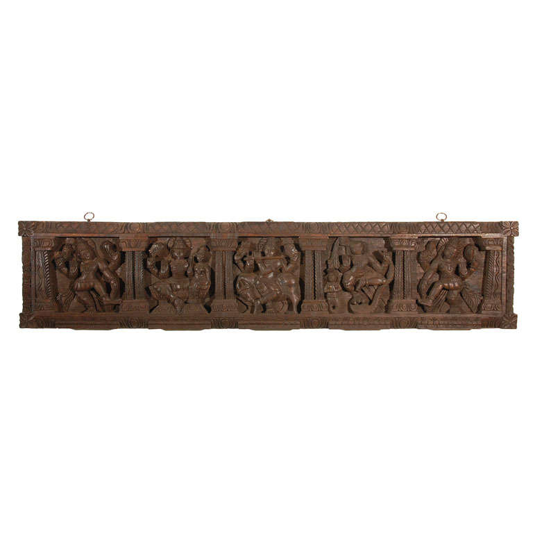 South Indian Carved Architectural Panel