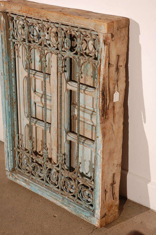 Moorish Antique Moroccan Window with Iron Screen
