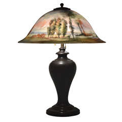 Antique Reverse Painted Table Lamp