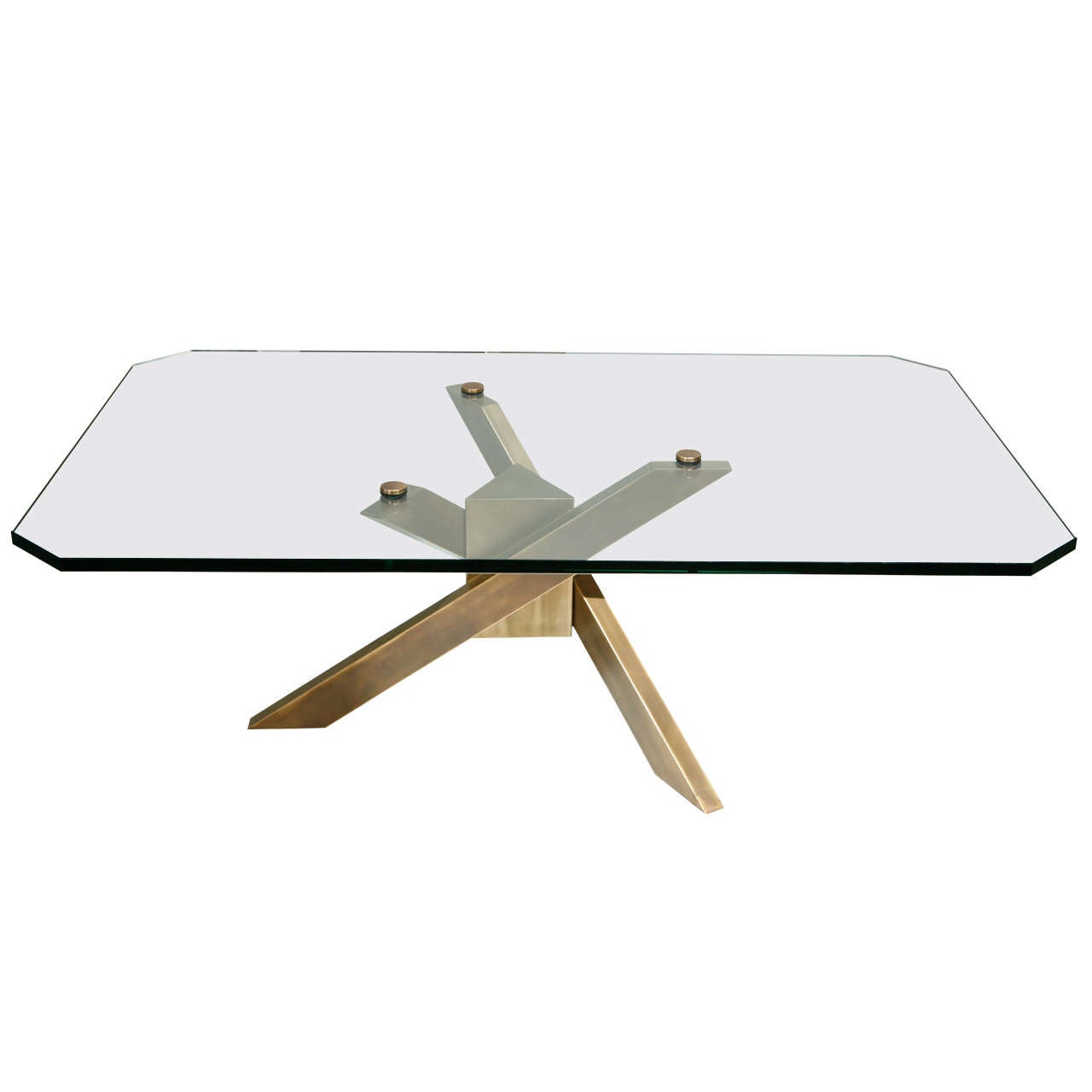 Coffee Table With Architectural Base And Glass Top