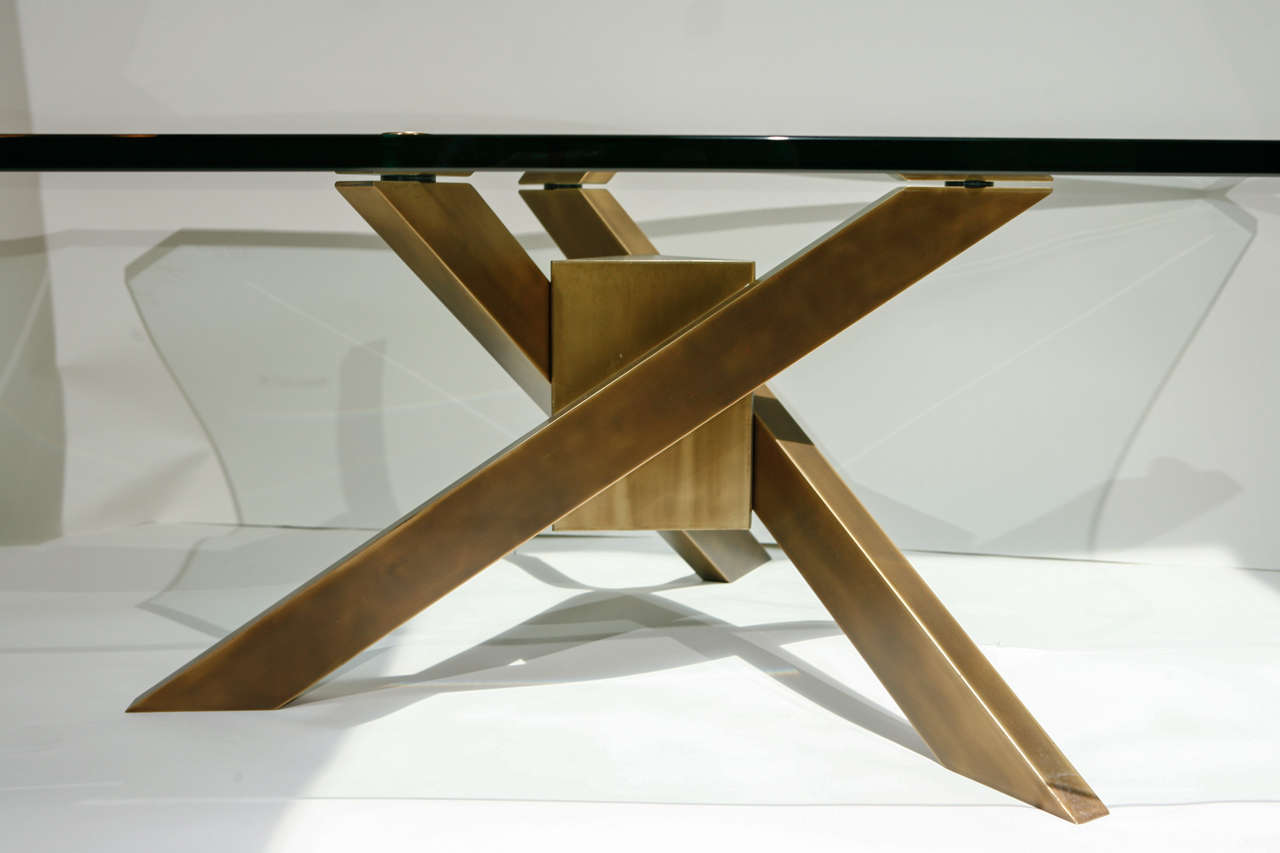 Coffee Table With Architectural Base And Glass Top 3