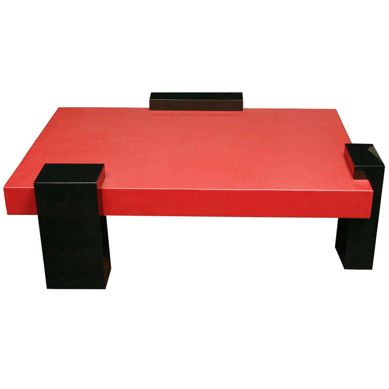 Modernistic Coffee Table in Red Leather For Sale