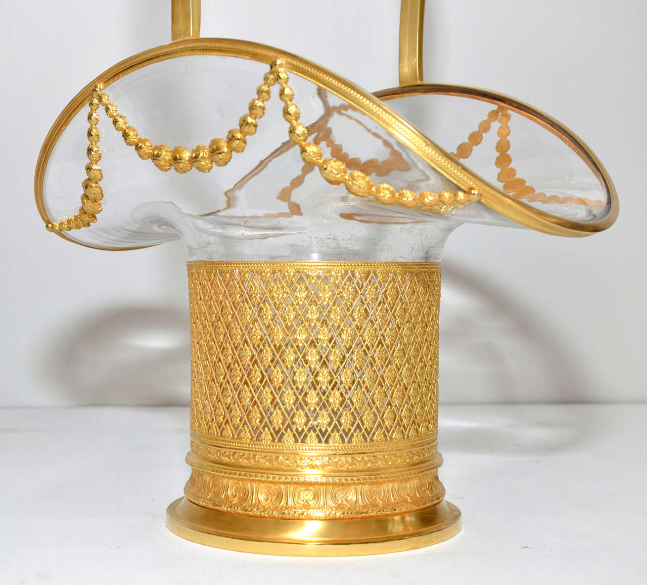 Magnificent Crystal and Bronze Basket For Sale 2