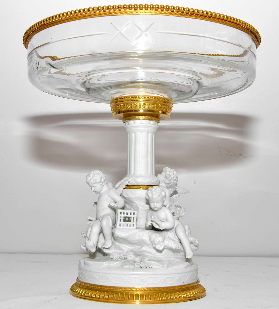 Louis XVI Rare Crystal Bowl, Resting On A Bisquit Foot. For Sale