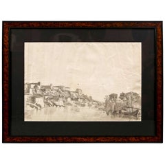 Late 18th Early-19th Century French Drawing View of Rome