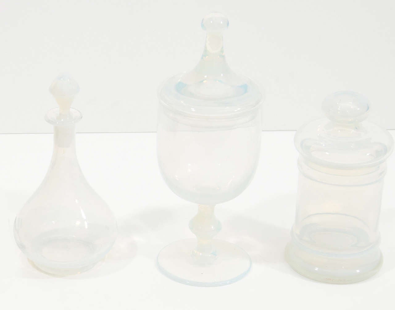 French Opaline  Decorative Glass Vessels With LId and Stoppers.