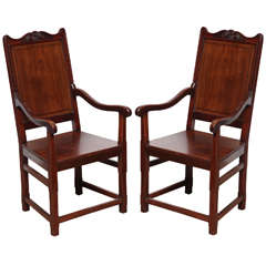 Pair of 19th Century Georgian, Mahogany Hall Chairs