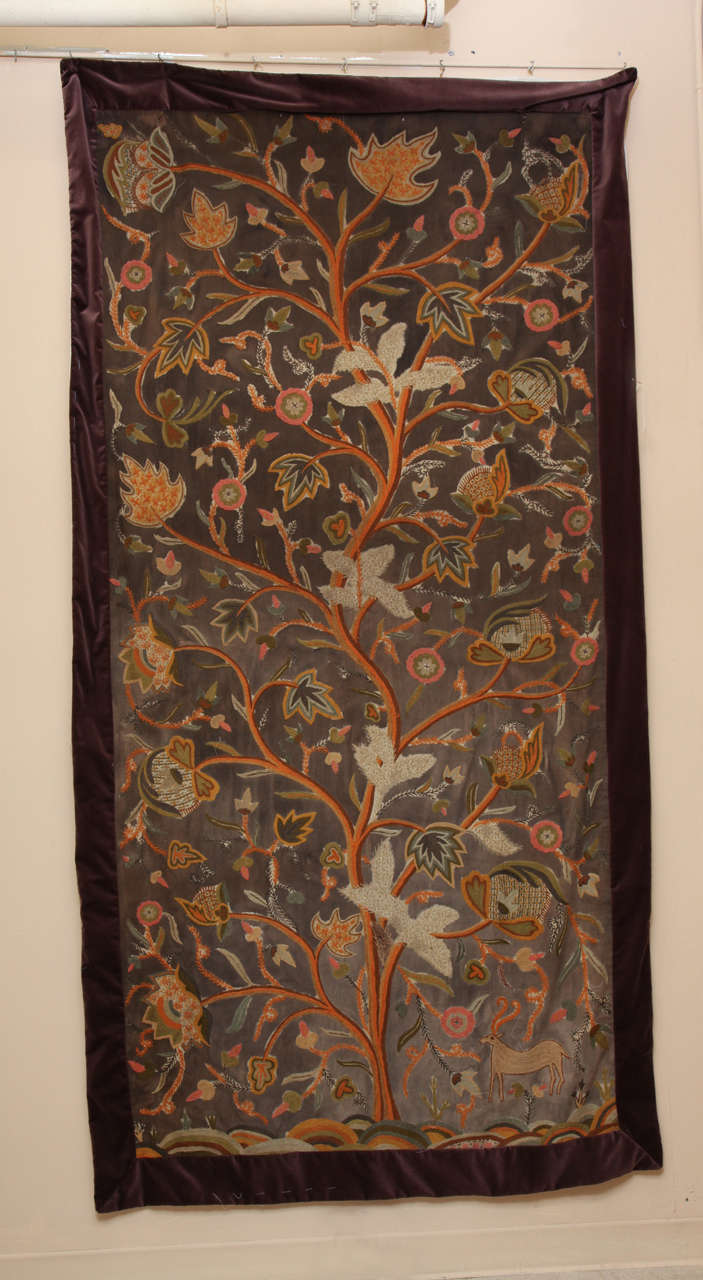 19th Century English Crewel Work Panel