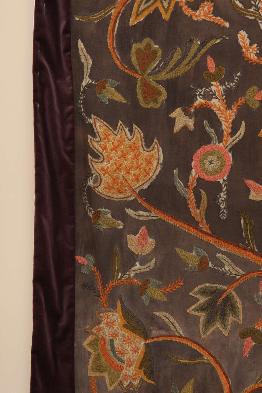 19th Century  English Crewel Work Panel 1