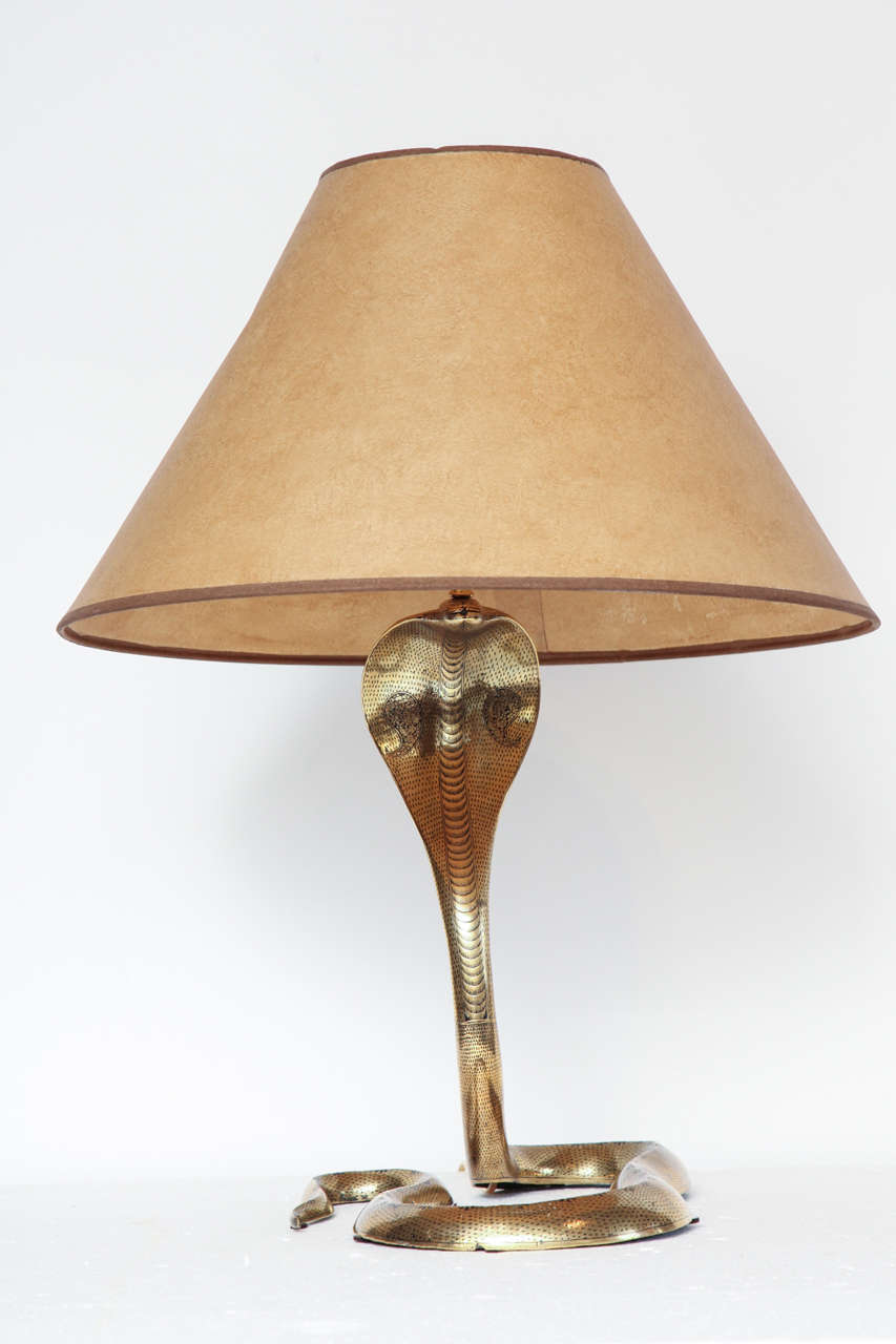 Late 19th Century Benares Brass Cobra Lamp