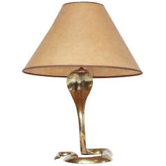 Antique Late 19th Century Benares Brass Cobra Lamp