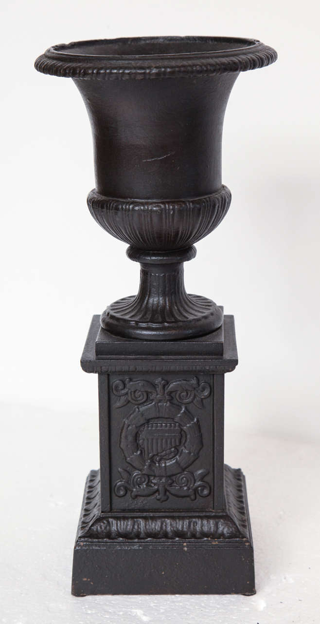 Pair of 19th Century Iron Neo-Classical Urns For Sale 1
