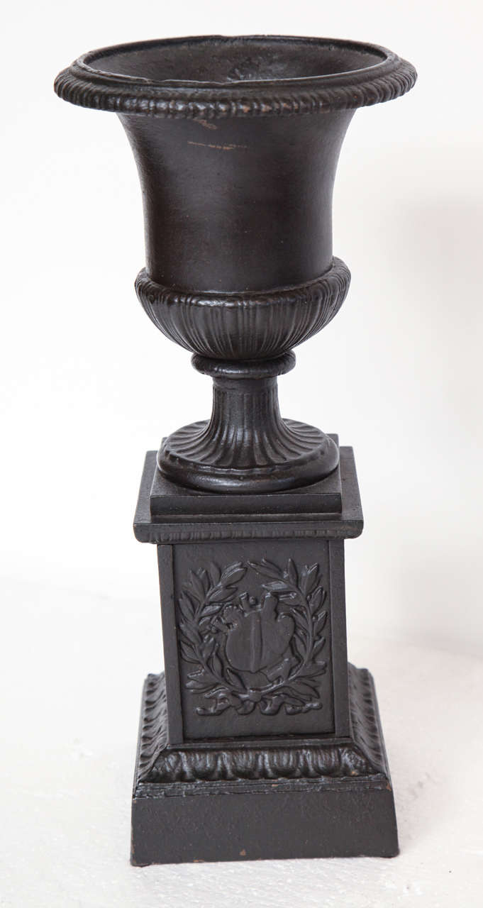 Pair of 19th Century Iron Neo-Classical Urns For Sale 4