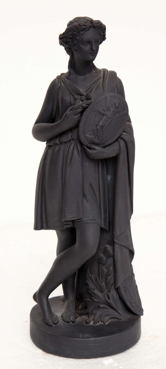 19th Century Wedgwood Black Basalt Figure of Scotland In Good Condition For Sale In New York, NY