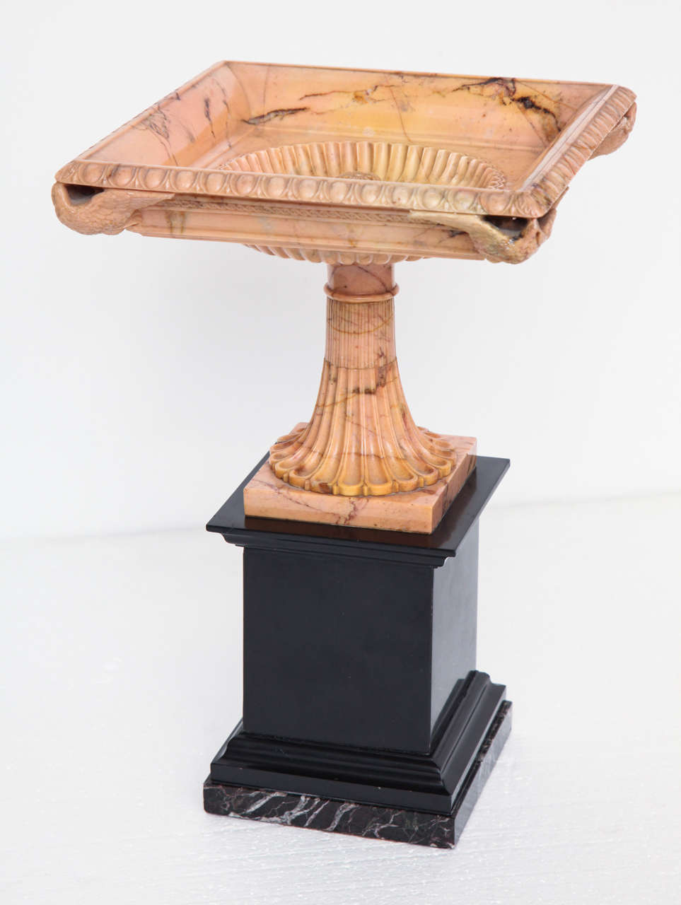 Hand-Carved A Superb Sienna Marble 19th Century Tazza on a Marble Plinth