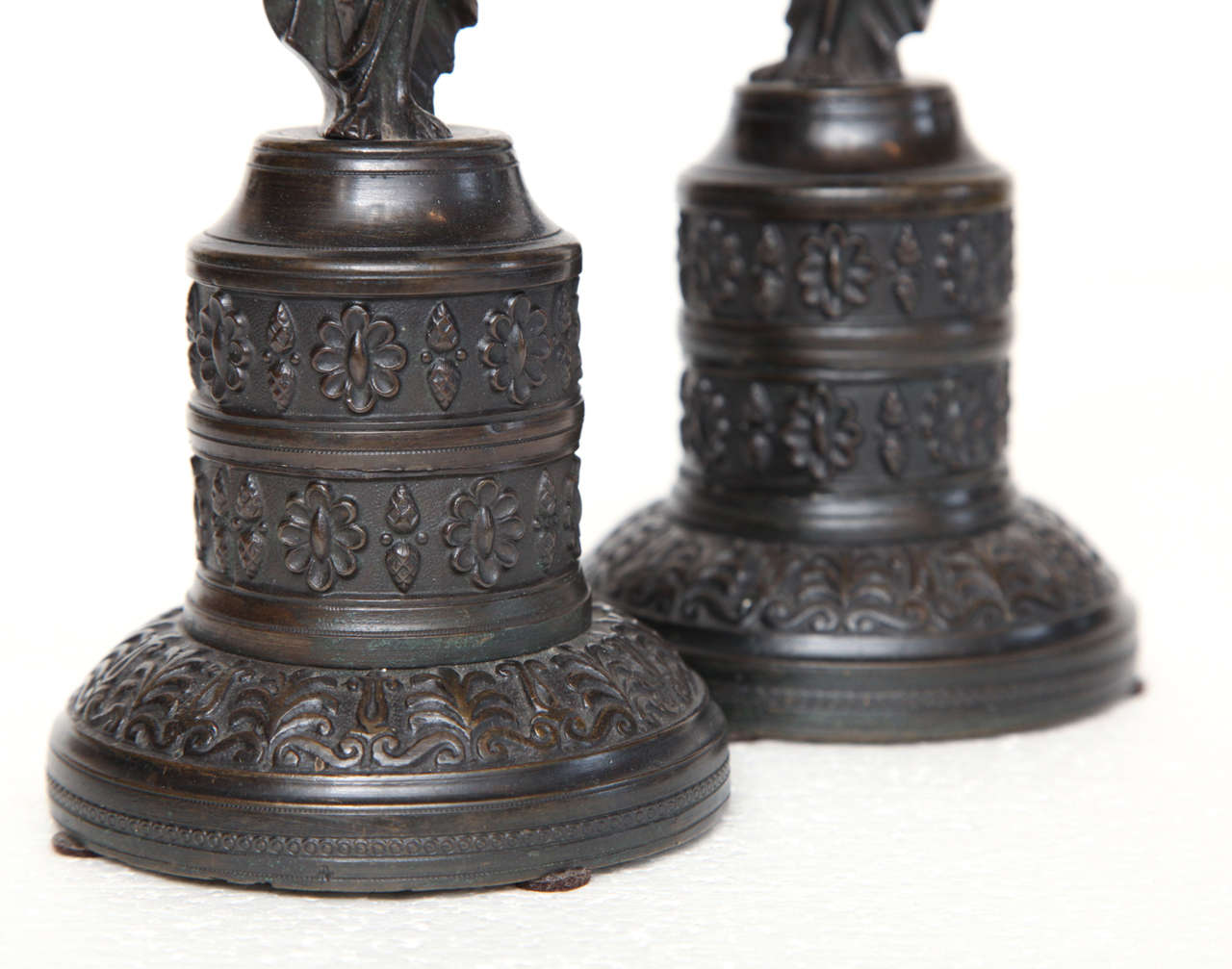 Pair of 19th Century French Bronze Candlesticks For Sale 1