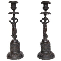 Pair of 19th Century French Bronze Candlesticks