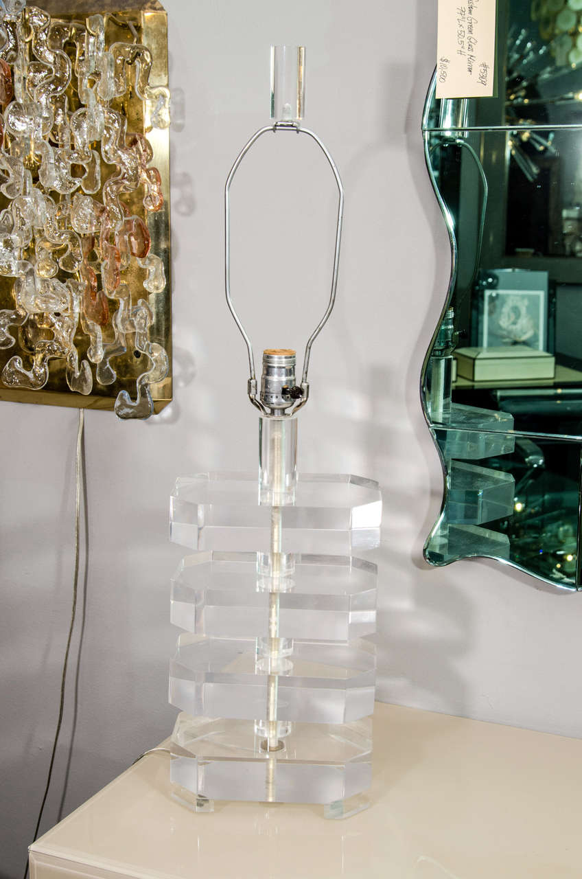 Pair of 1970s Lucite lamps.