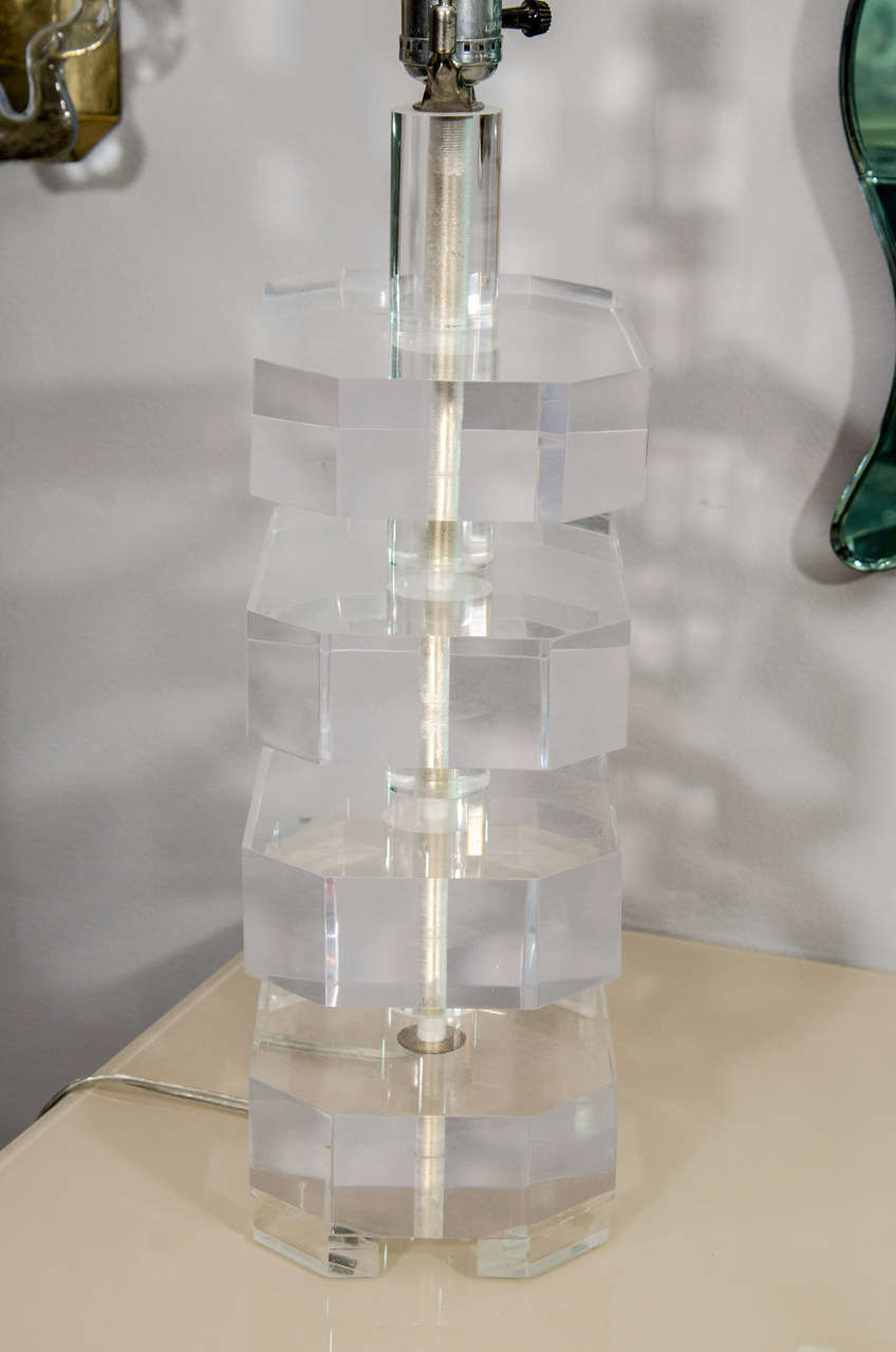 Late 20th Century Pair of 1970s Lucite Lamps
