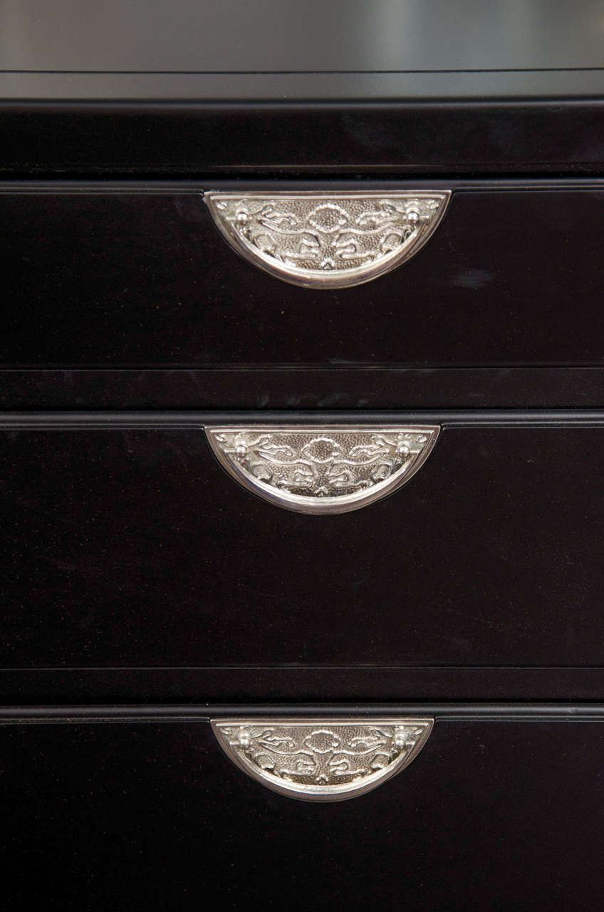 Mid-20th Century Mid Century Black Satin Lacquer Morrocan  Style Dresser