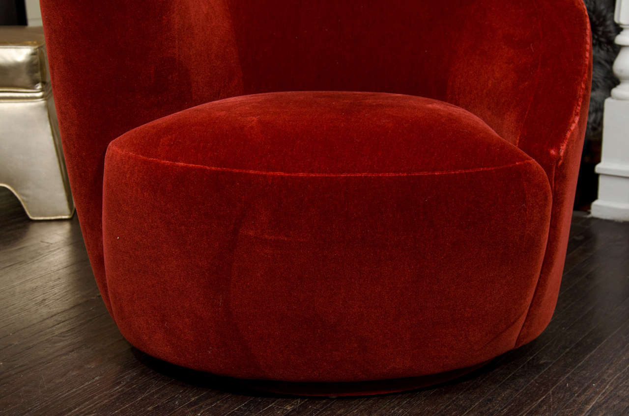 orange velvet swivel chair