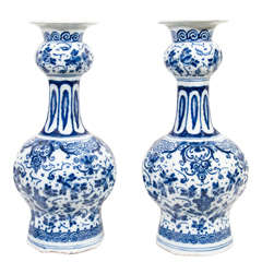 A Pair of Blue and White Delft Vases