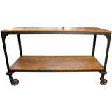 Antique Original Early Industrial Rolling Cart